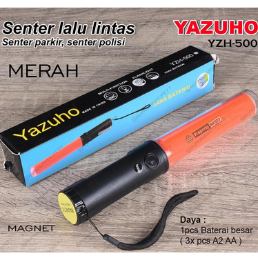 Lampu Senter Lalu Lintas Polis Merah YAZUHO YZH - 500 Baterai AA A2, Magnetic