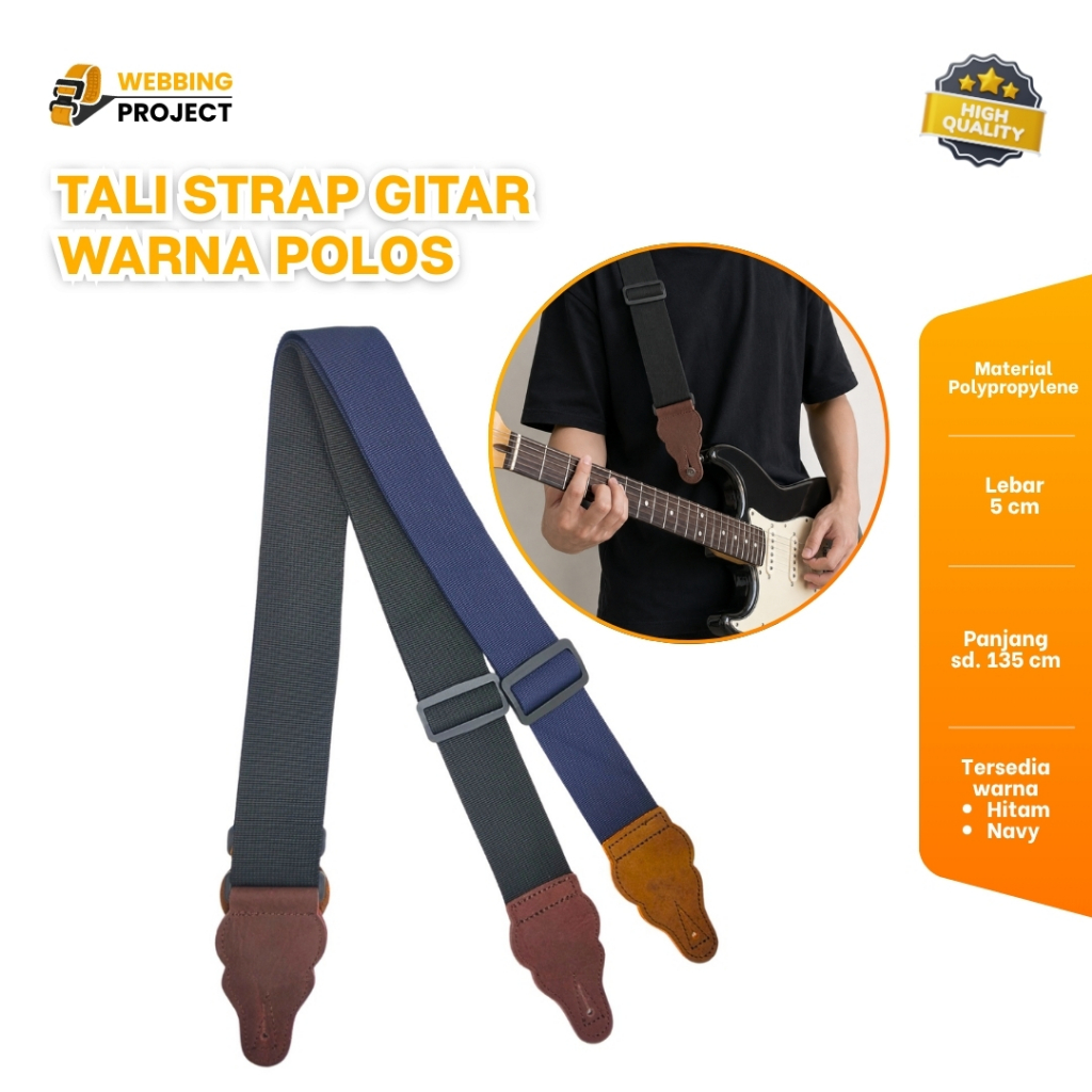 Tali Strap Gitar Akustik Elektrik | Aksesoris Tali Gitar Warna Polos