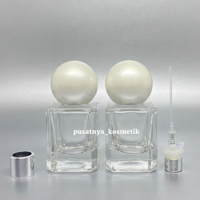 Botol Parfum Square 30ml Semipress Tutup Bulat Putih / Botol Laliq 30ml