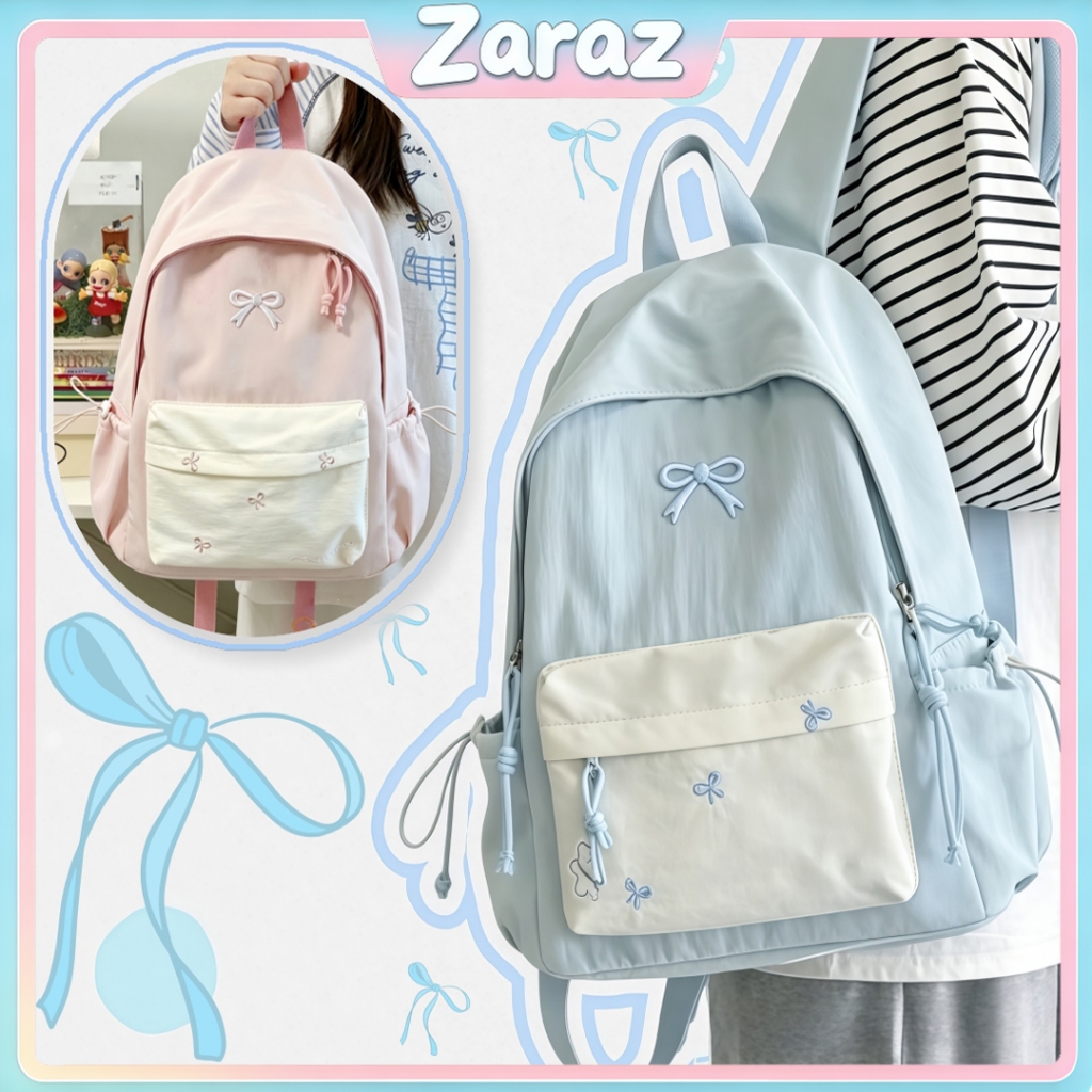 [COD]Tas Sekolah anak Perempuan Pink Korea Style Fashion/Ransel Wanita Coquette Lucu Kapasitas Besar