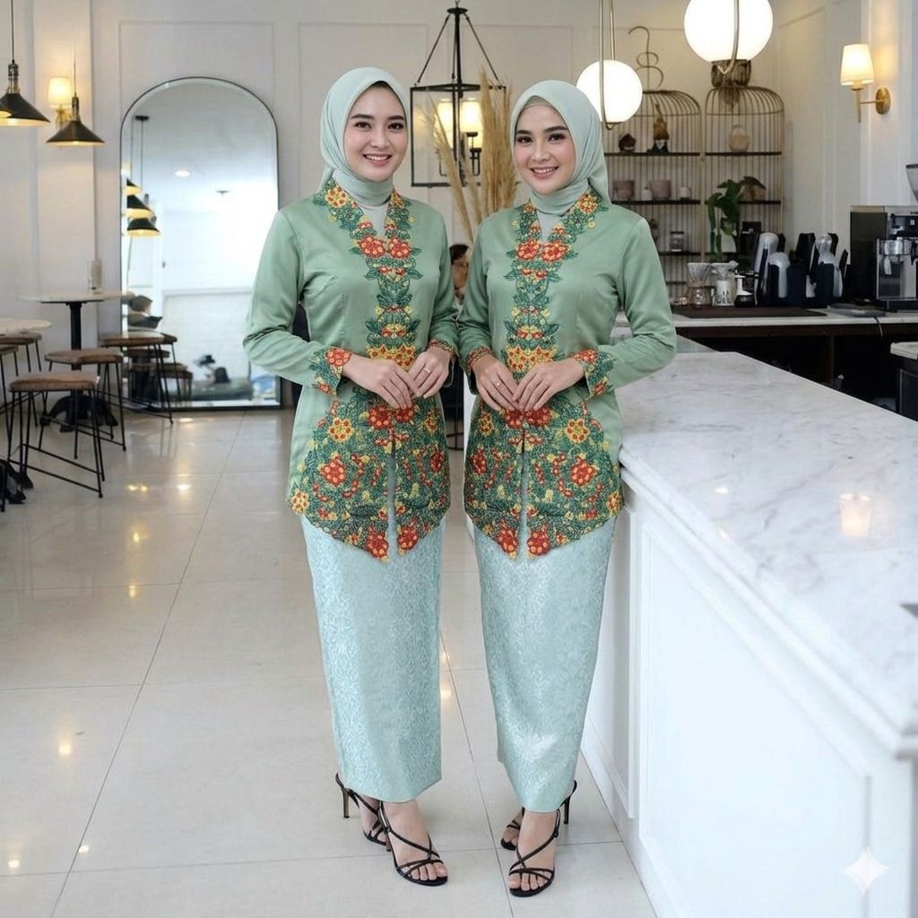 {1843} Set Kebaya Encim Anita - Set Kebaya Encim Bordir - Set Kebaya Encim Modern - Kebaya Encim+Rok