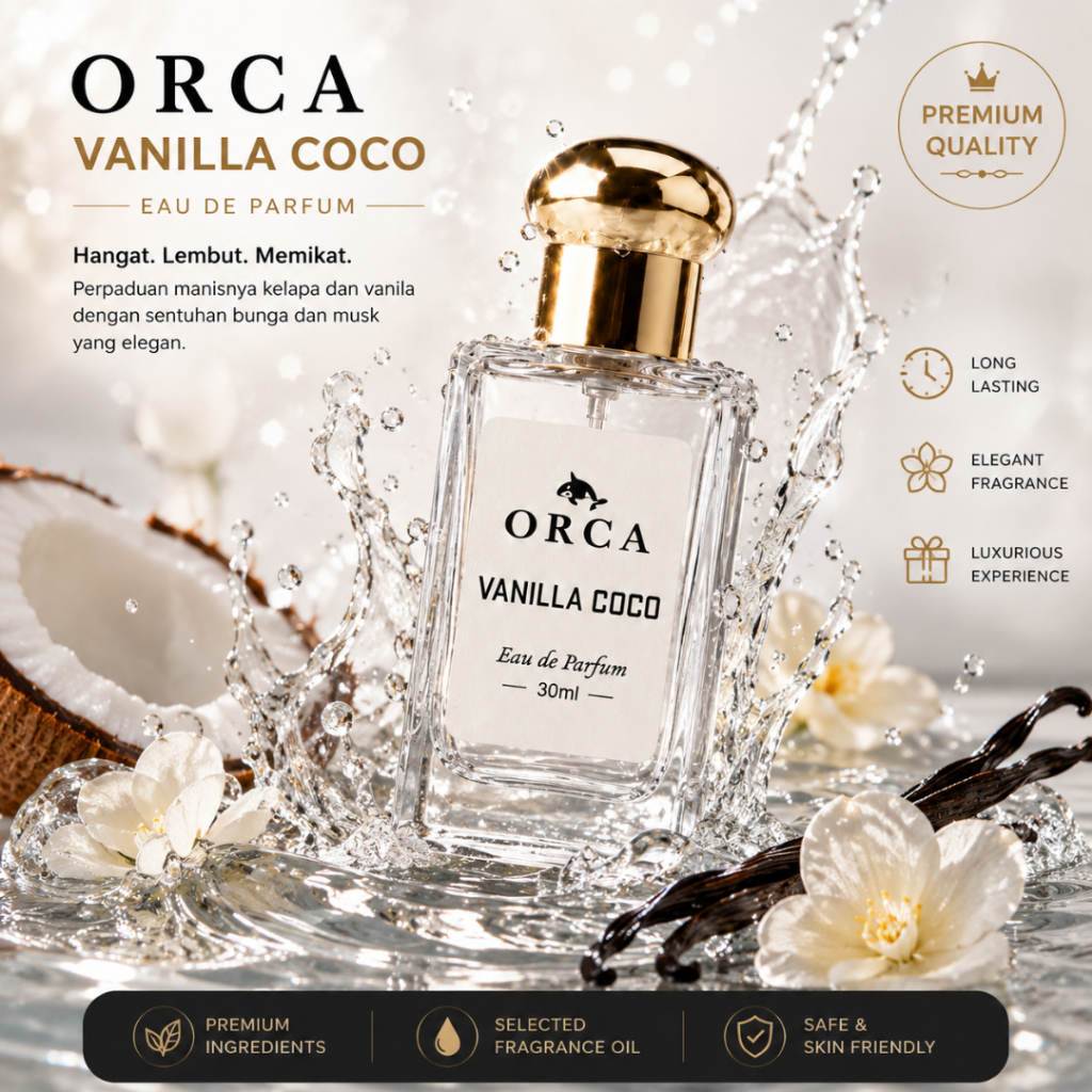 ORCA Vanilla Coco Eau de Parfum 30ml | Parfum Wanita Premium Aroma Vanilla & Coconut Long Lasting | 