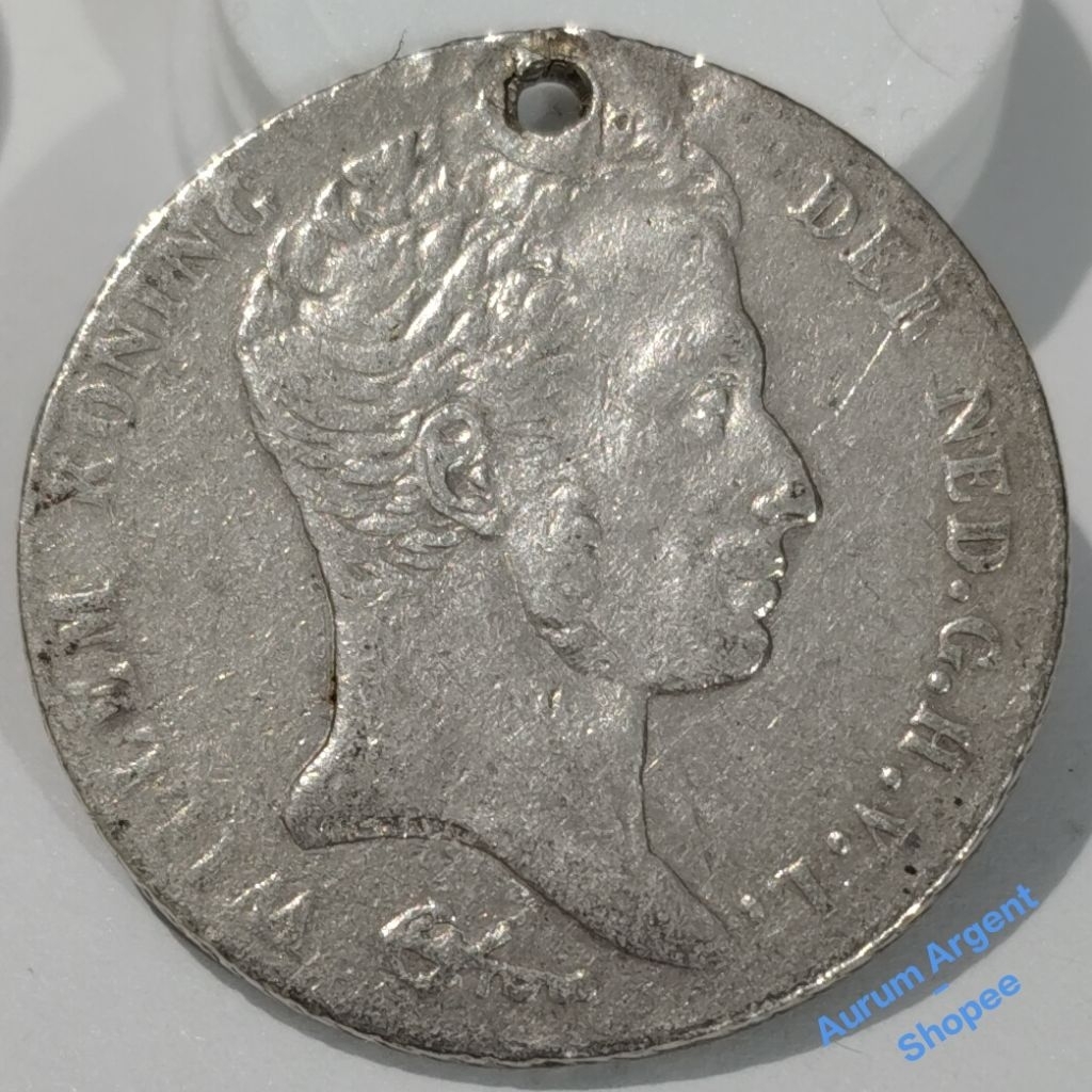 G.24-- 1 PC KOIN PERAK KUNO ASLI GULDEN WILLEM I TH 1839. --  SILVER COIN --