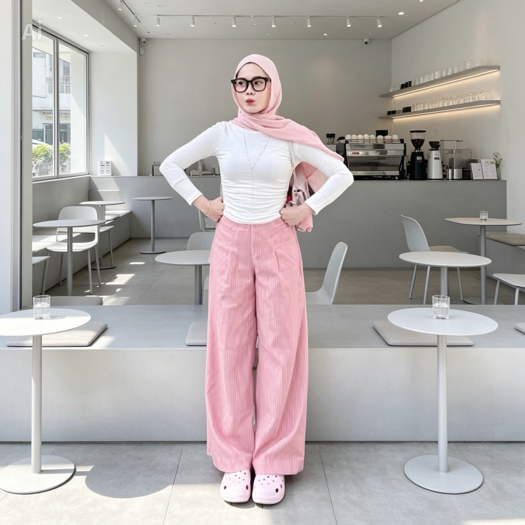 Celana Wispie City Tali Serut - Celana Wanita Kekinian - Celana Kulot Stripe All Size - Longpans Wis