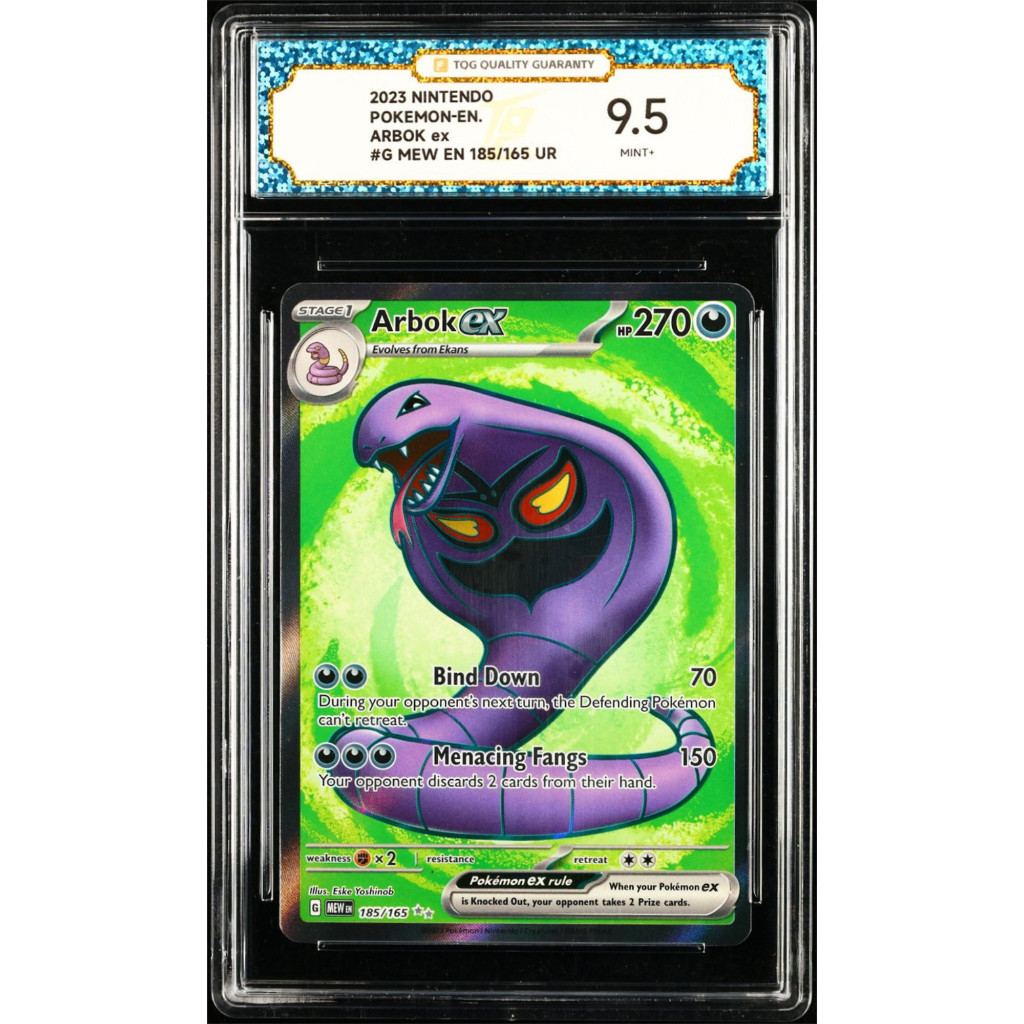 Kartu TCG Pokemon 2023 ENG Arbok ex #G MEW EN 185/165 UR Graded TQG 9.5 MINT+