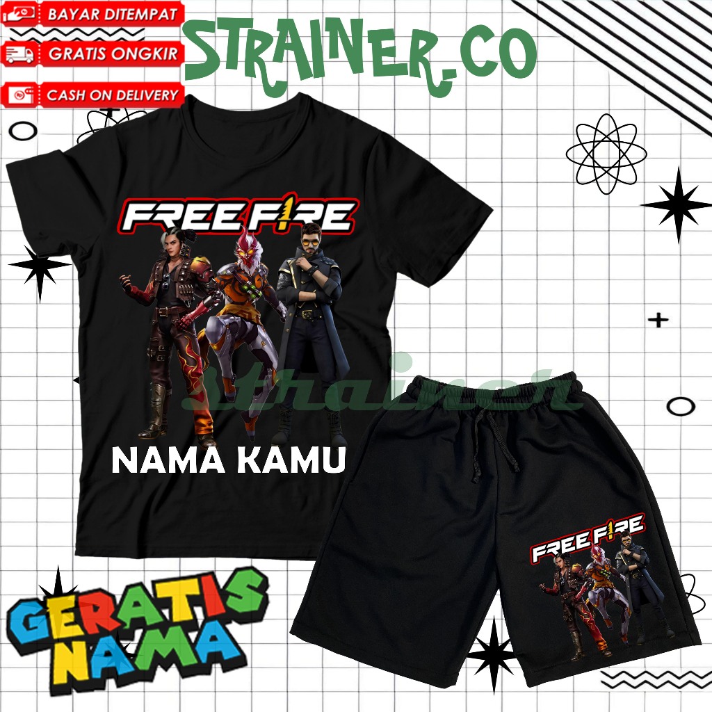 (BISA COD) Setelan Fashion Kaos Anak Baju Anak Celana Pendek Anak FF FREE FIREEE Hayato Lucu Set Kao