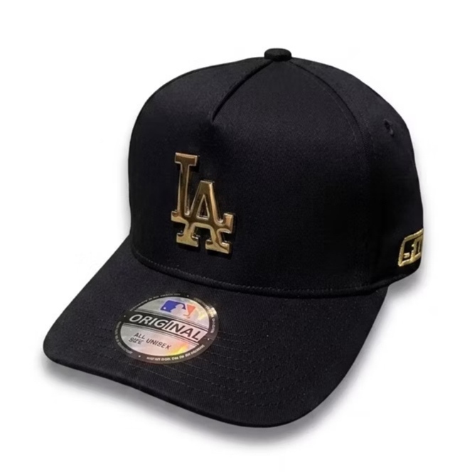 TOPI BASEBALL MLB LA METAL GOLD LOGO ORIGINAL BLACK GOLD CAPS  / TOPI LOGO BESI PRIA WANITA / TOPI B