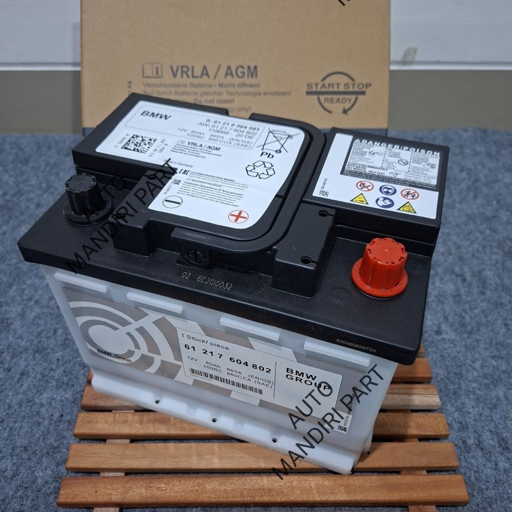 AKI BMW 60AH 62AH 65AH X1 F48 F49, X3 G01, X5 G05, X6 G06, X7 G07, ACCU BATTERY ORIGINAL BMW 6121760