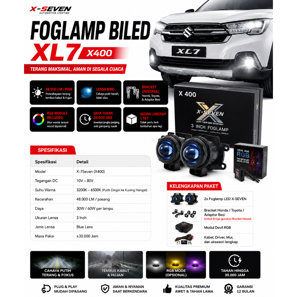 Fog Lamp Lampu Kabut Suzuki XL7 Plus Devil Rgb