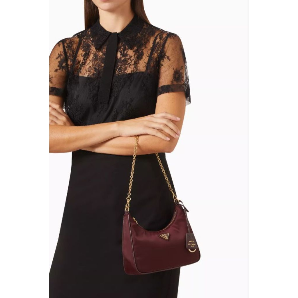 Bag Prada Mini Hobo Bag Nilon Burgundy Women Factory Outlet