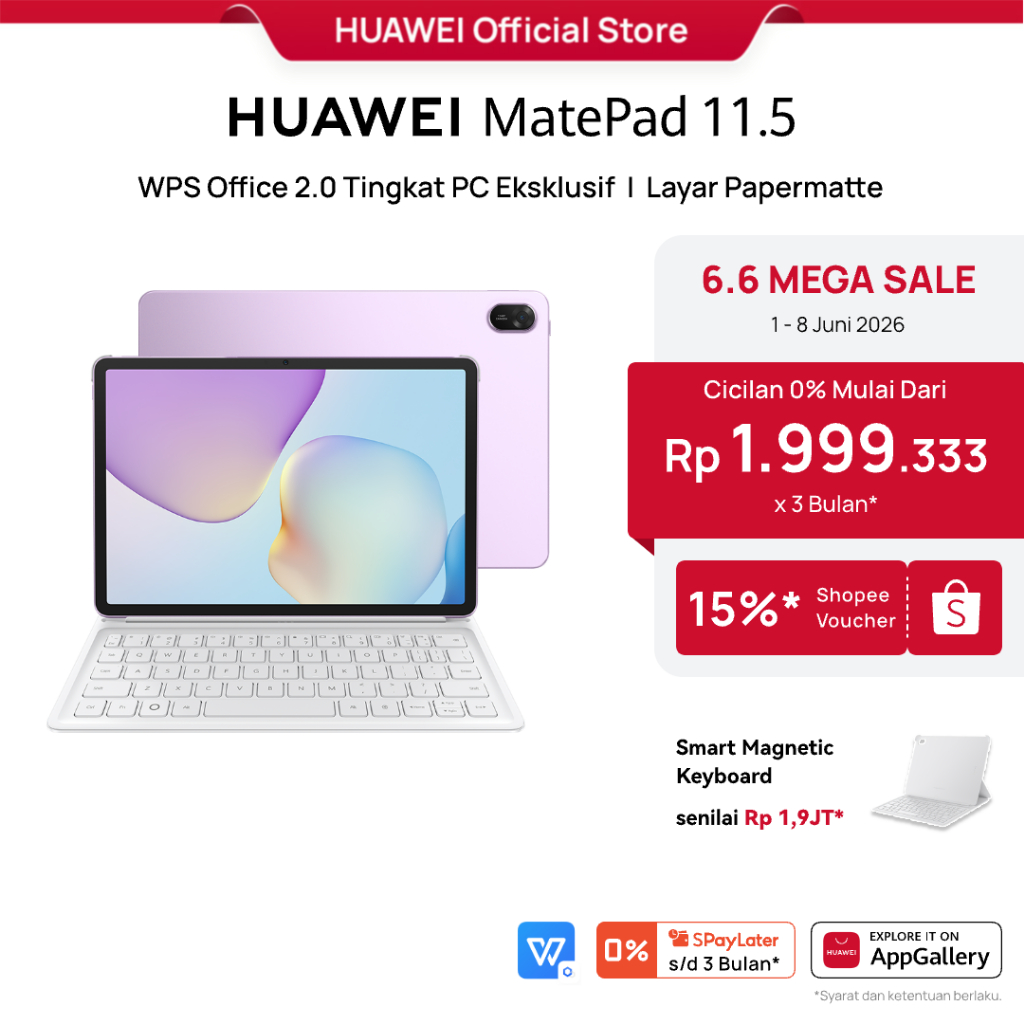 [6.6 | Voucher s/d 15% | BEST SELLER] HUAWEI MatePad 11.5-inci 2025 Tablet | WPS Office 2.0 Tingkat 