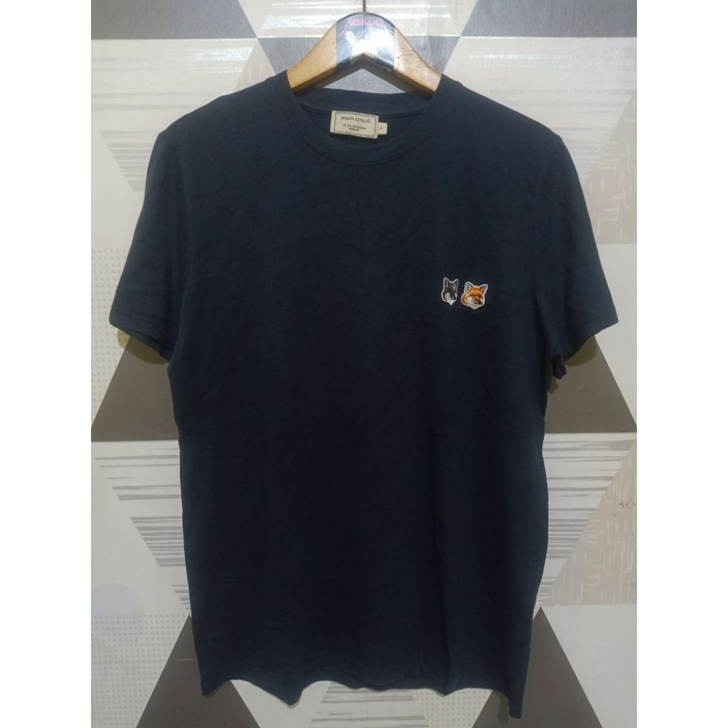 Tshirt Maison Kitsune Black Double Fox Head Patch