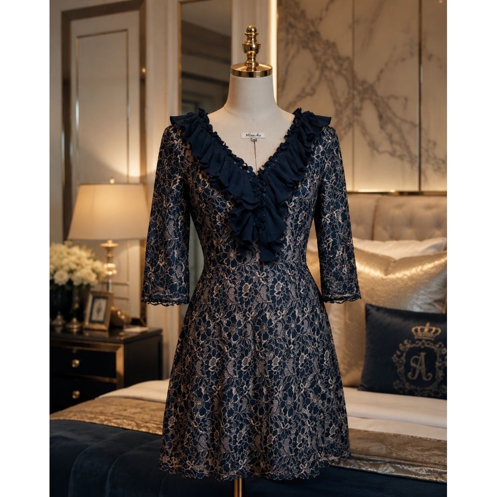 dress brokat brukat Lace renda bunga flower floral vintage mewah premium elegant korea BKK Bangkok r