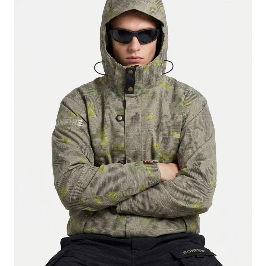 jaket bonfire camo snowboard gorpcore mountain outdoor
