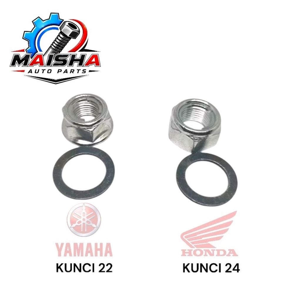 Mur Roda Belakang Kunci 22/24 Universal untuk Semua Motor Matic