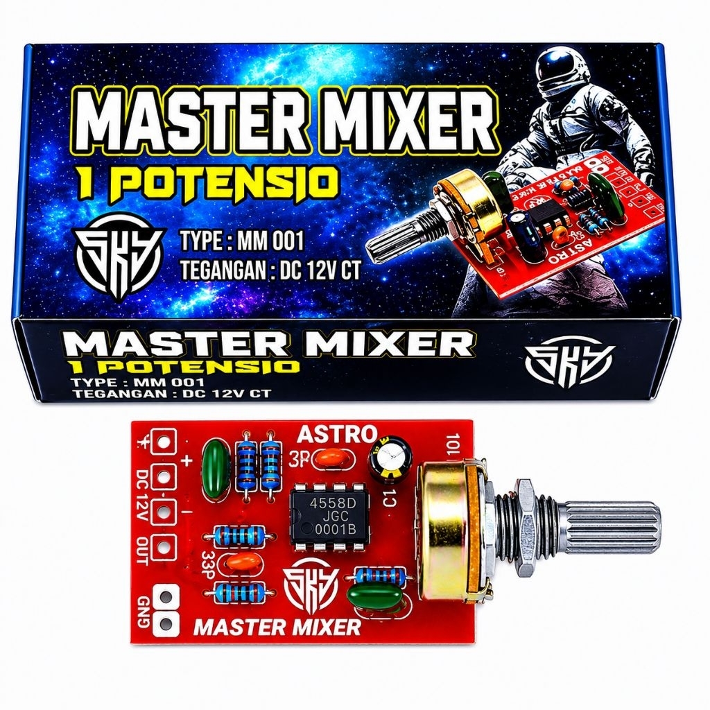 MASTER MIXER 1 POTENSIO IC 4558 – Penguat & Pengatur Audio Praktis