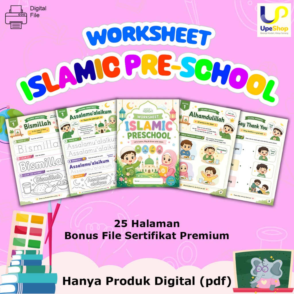 Worksheet Islamic Preschool Printable | Aktivitas Belajar Islam Anak Usia 3-6 Tahun PDF