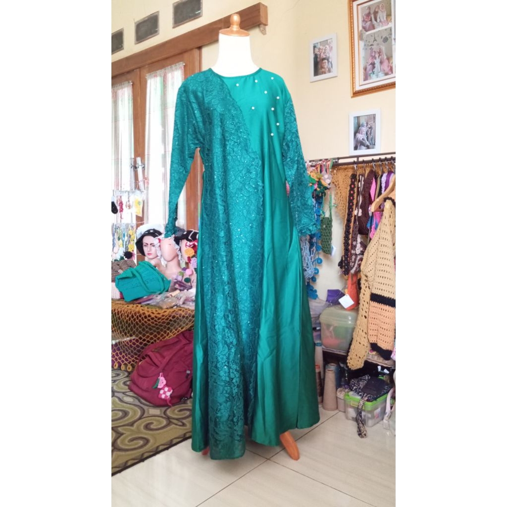 GAMIS RENDA BRUKAT BUNGA KEKINIAN MODERN