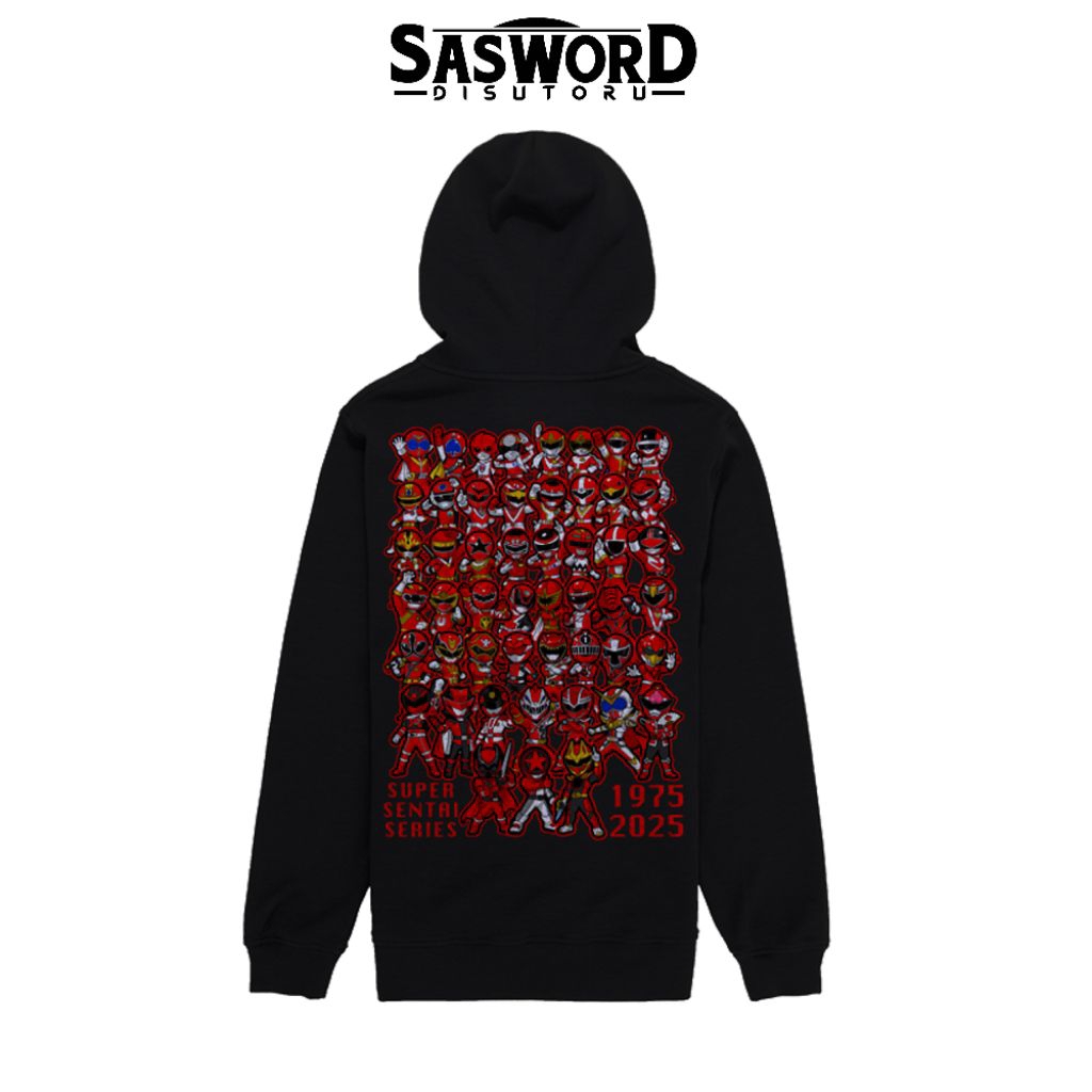 Jaket Hoodie All Chibi Red Super Sentai / Power Rangers