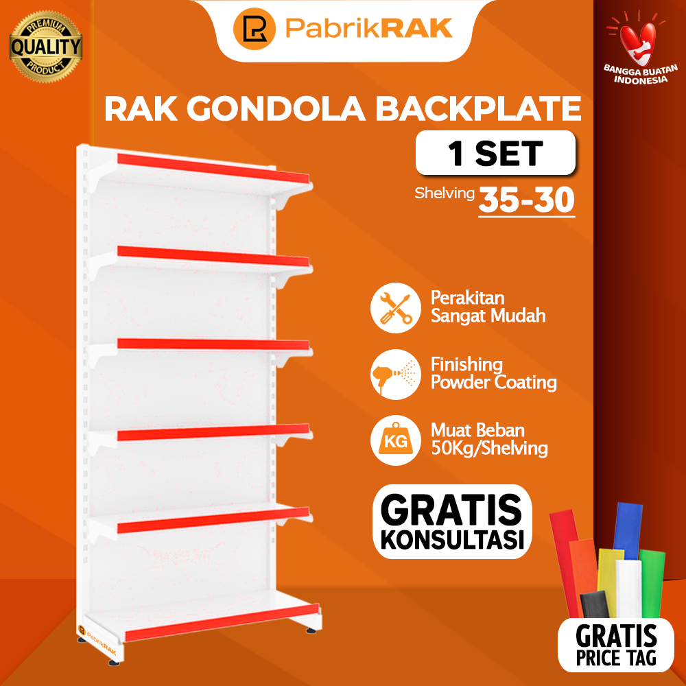 PABRIKRAK Rak Gondola Backplate Single Wall 1 Sisi Tinggi 200 [Custom Project]
