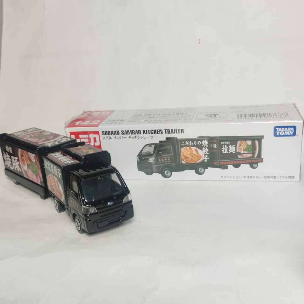 Tomica long 142 Subaru Sambar Kitchen Trailer Takara Tomy Koleksi Diecast mobil truk