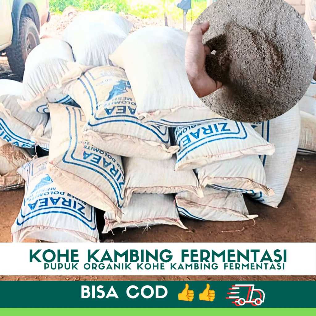 PUPUK KOHE KAMBING FERMENTASI KEMASAN BESAR KARUNG 50KG kohe kambing FERMENTASI