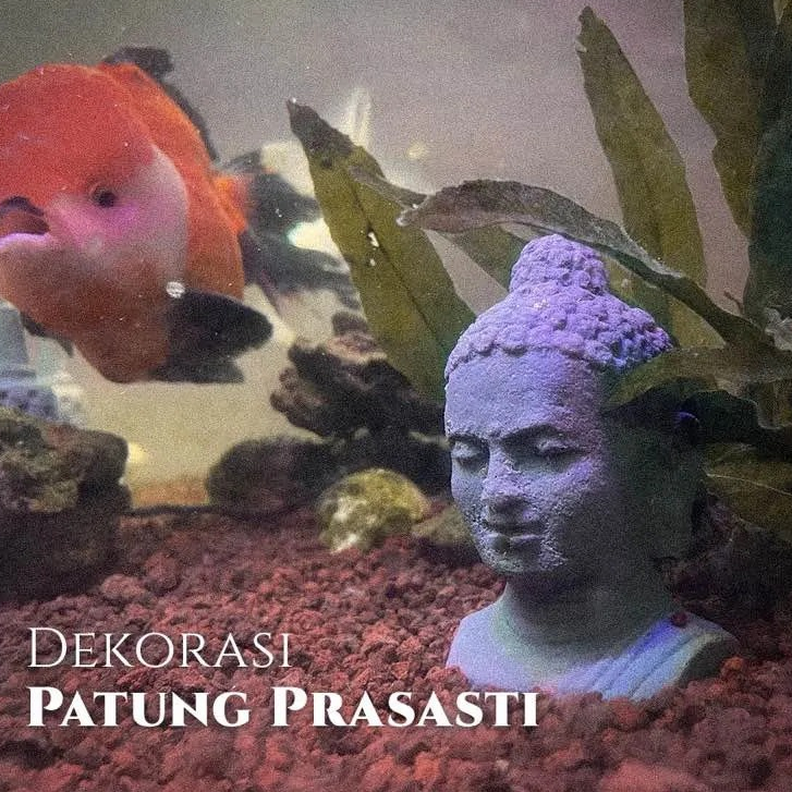 patung batu budha hiasan aquarium