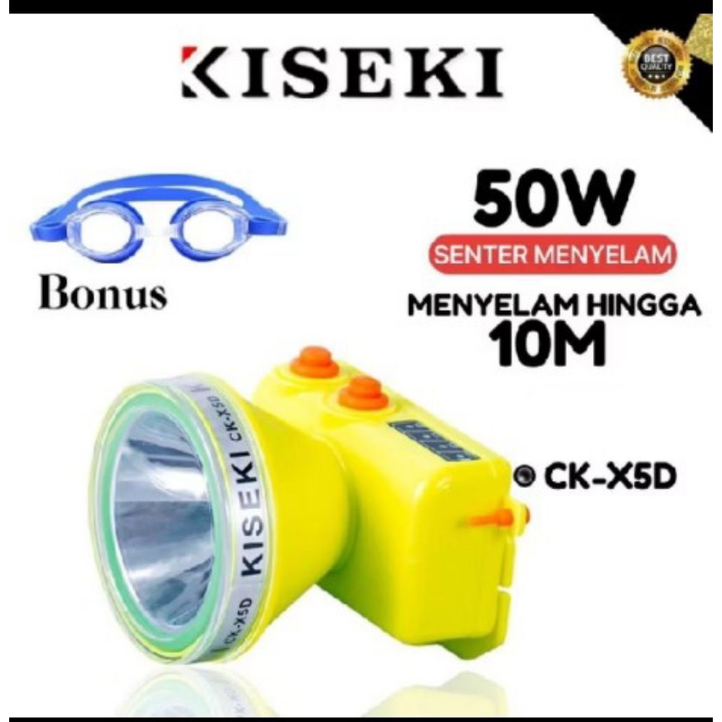 Senter Kepala Selam Kiseki CK-X5D Free Kacamata Renang / Headlamp Diving Kiseki 50w 50w...