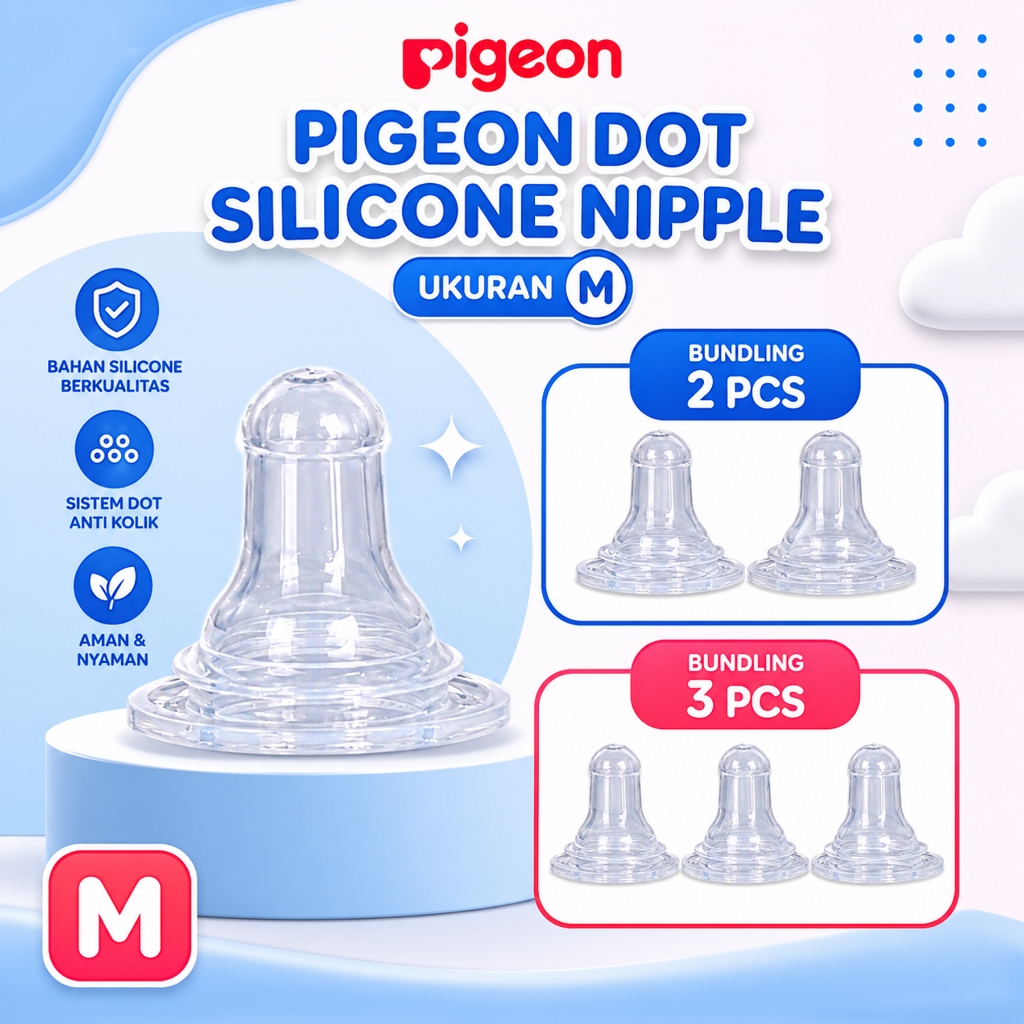PAKET BUNDLING Pigeon Dot Silicone Ukuran M & L – Dot Bayi Lembut & Nyaman