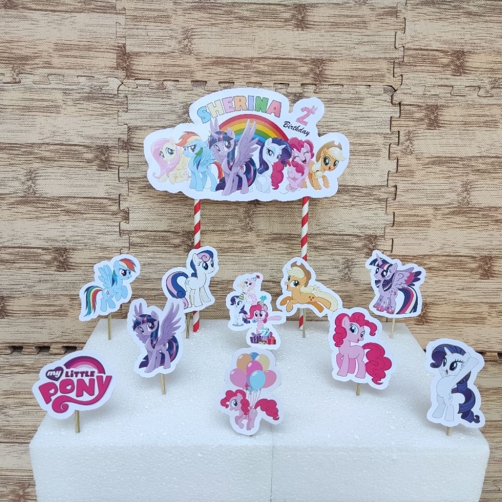 TOPPER  TEMA LITTLE PONY - CAKE TOPPER - HIASAN KUE - HIASAN CUPCAKE - TOPPER CUSTOM