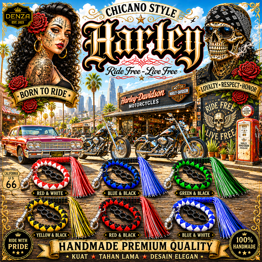 Cholo Style Harley Davidson Whip Skull Knuckle Premium