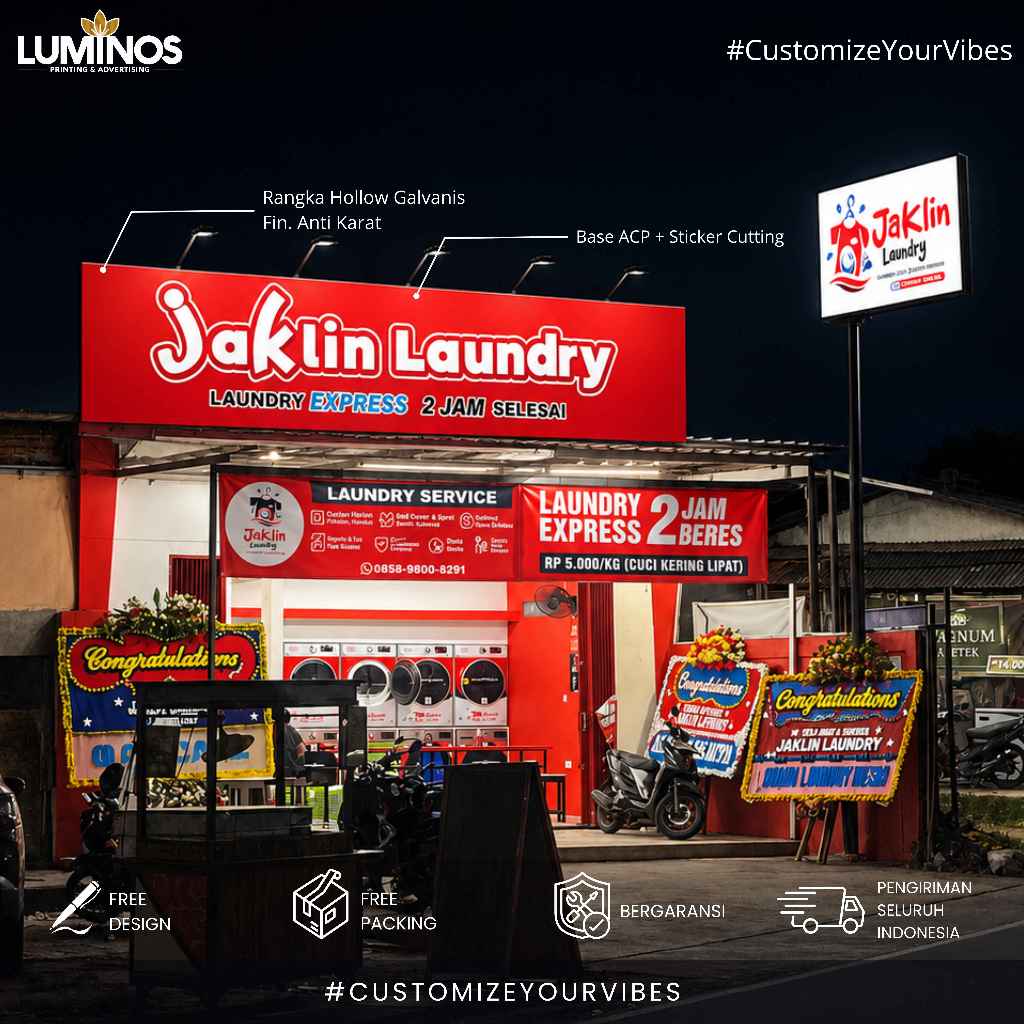 Custom Billboard ACP Lampu Sorot Papan Nama Toko | Papan Nama Usaha