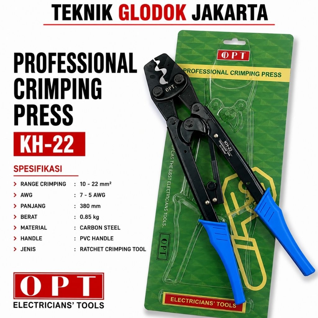 Tang Skun Kabel OPT KH-22 Crimping Tool 10-22mm