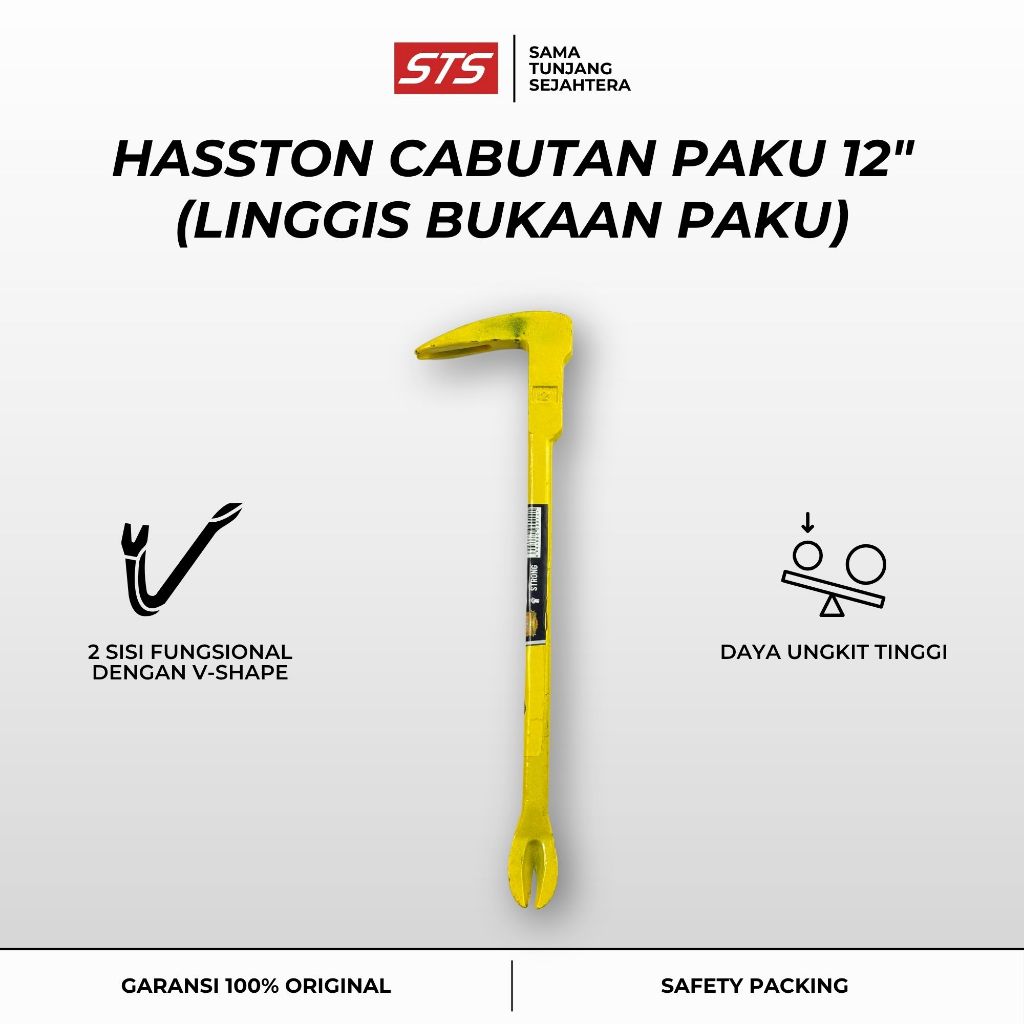 Cabutan Paku Hasston 12 Inch - Linggis Bukaan Paku - Alat Cabut Paku Besi Cungkil Kayu Heavy Duty Pr