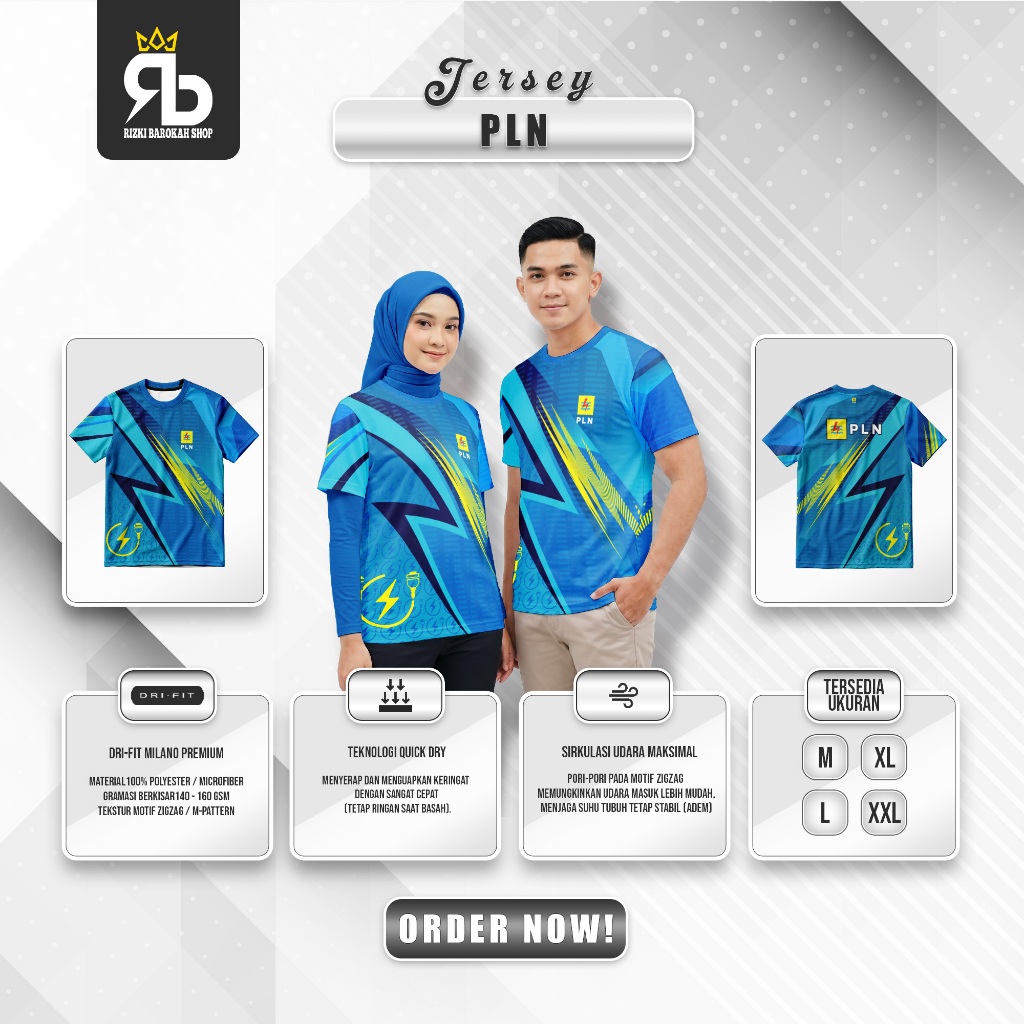 JERSEY OBLONG PENDEK PLN ELECTRIC BLUE / JERSEY DRYFIT PLN BLUE / BAJU OLAHRAGA PLN