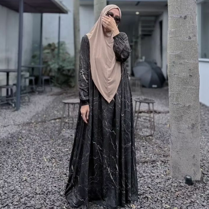 GAMIS BASIC MARBLE PATTERN BY ZAFEETRI (GAMIS SAJA) // GAMIS SYARI RAYON MOTIF