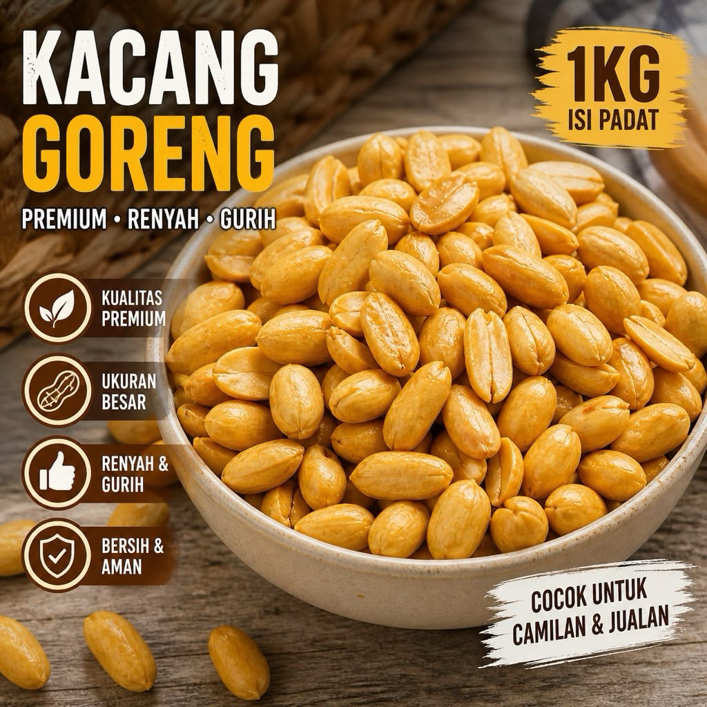 500 GRAM KACANG TANAH GORENG ASIN GURIH BAWANG