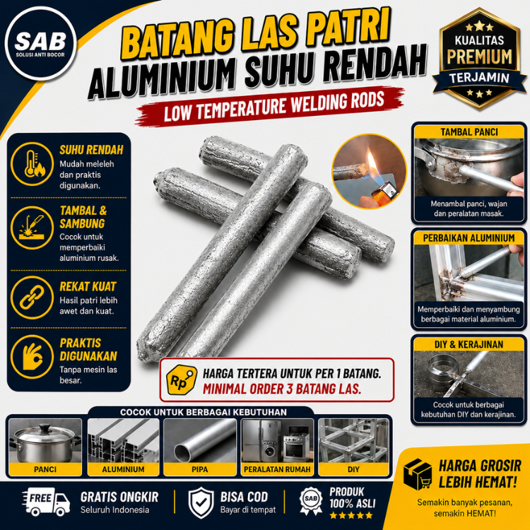 Las Alumunium Bakar Tambal Panci Knalpot Bolong | Las Patri 1 Batang
