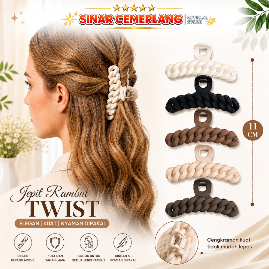 SC 11CM JEPIT RAMBUT WANITA KOREA DOFF MODEL TWIST / JEPITAN JEDAI SALON MATTE DOFF PANJANG JUMBO OR