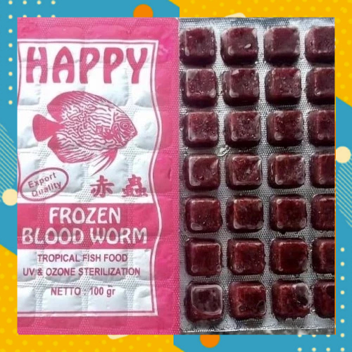 Cacing Beku Kapsul Bloodworm Frozen Cacing Darah Trey Kotak Makanan Cupang Ikan Hias FH52FRAL