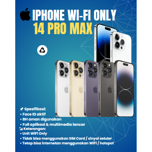 SPayLater IPHONE 14 Pro MAX Game Edition SIMLOCK WiFi Only Cocok Gaming Live TikTok MLBB PUBG Lancar