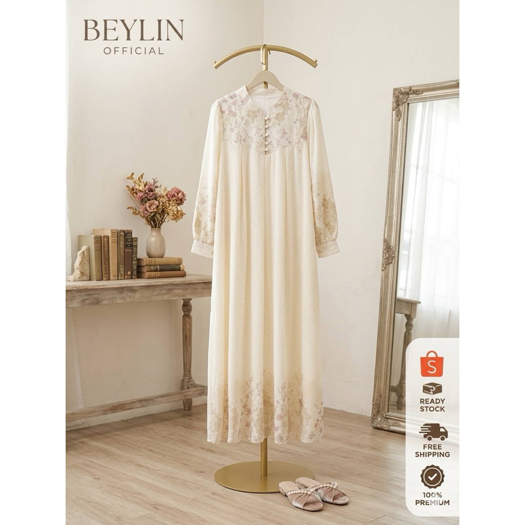 TERBARU Daster Gamis Panjang Premium Sifon Silk Motif Etnik Vintage I Home Dress Muslimah Lengan Pan