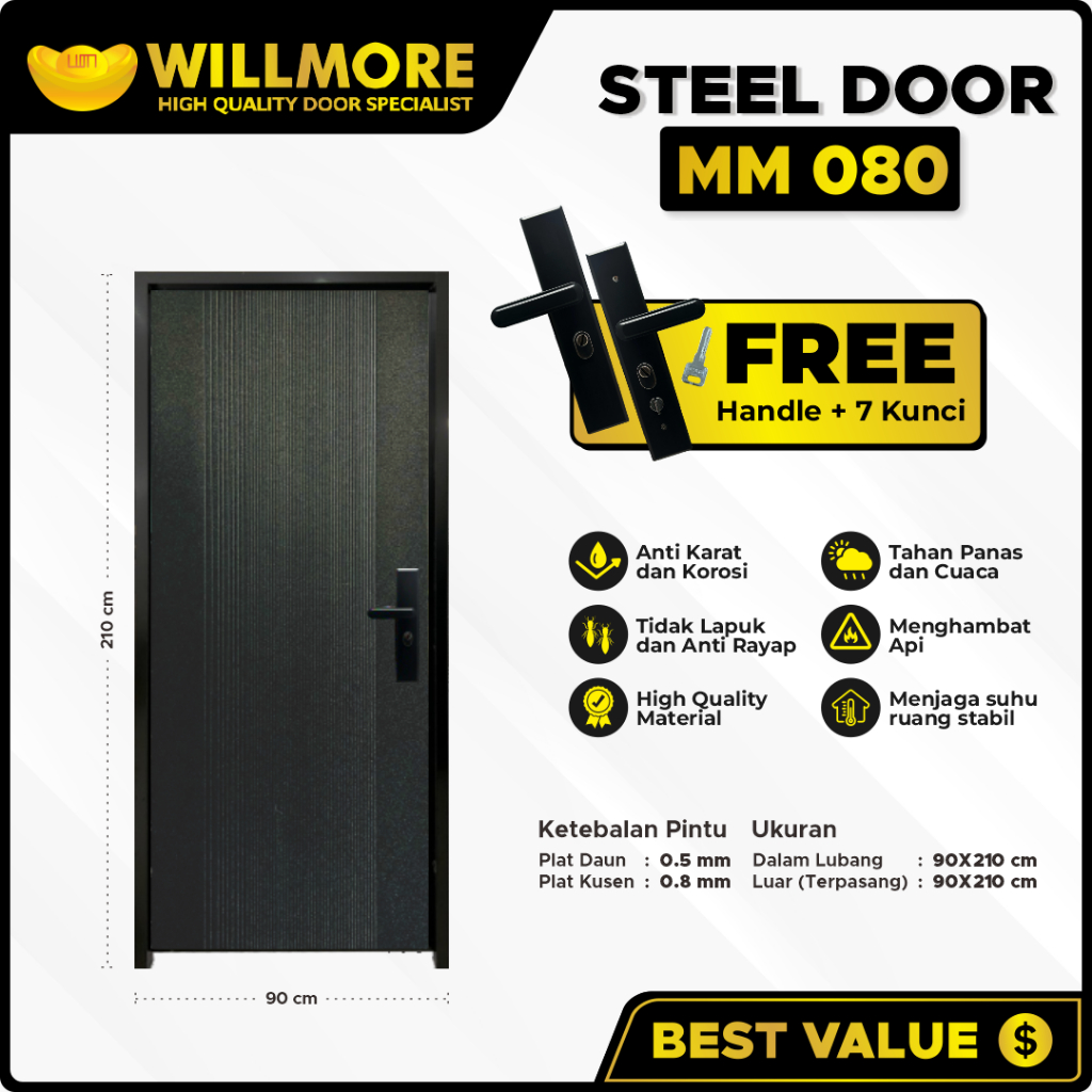WILLMORE PINTU BAJA EKONIMIS - MM080 UKURAN 90x210 CM