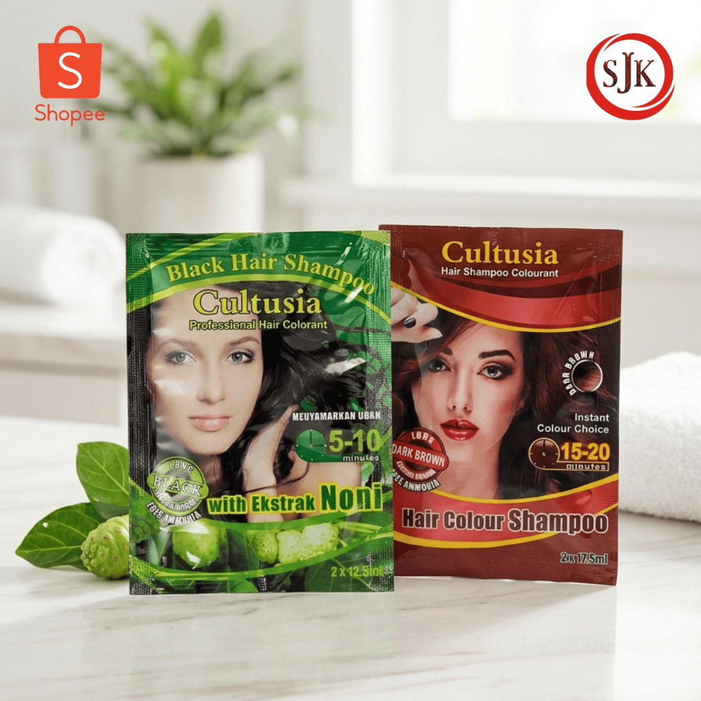 Shampo Semir Cultusia Sachet - Pewarna Rambut Instan Hitam & Coklat Gelap