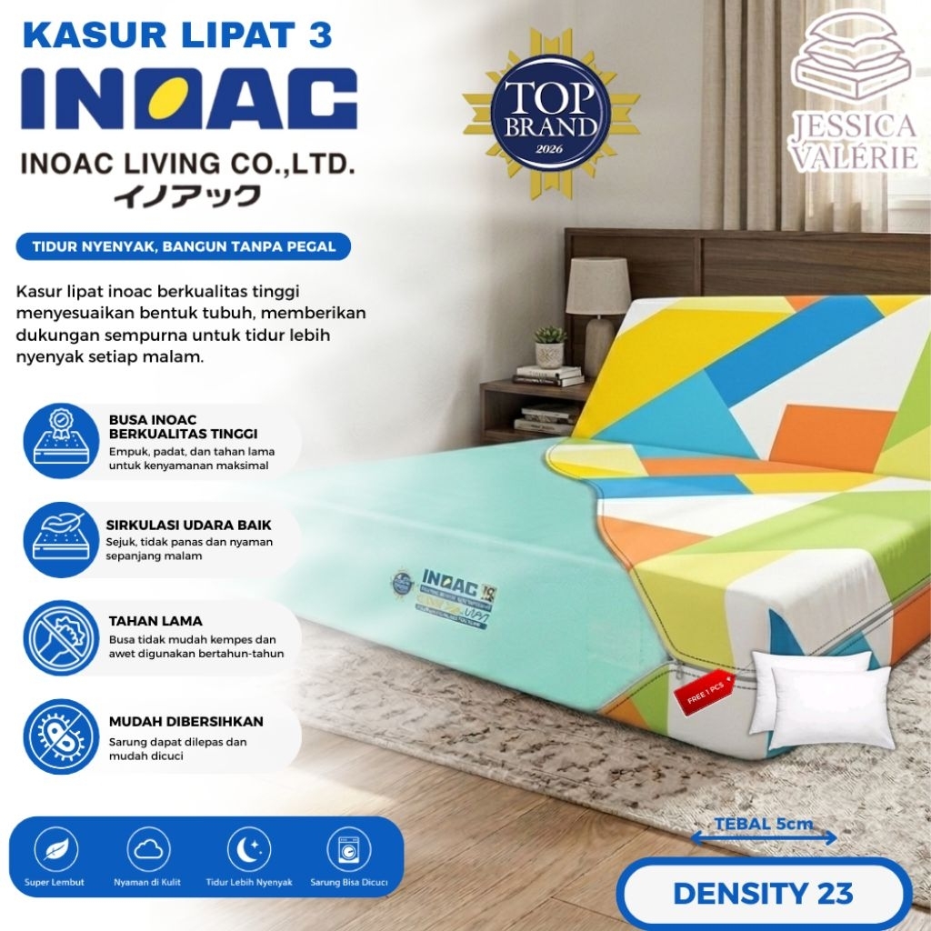 inoac official original | kasur lipat | Kasur Lipat 3 Tripod - Density D23 Tebal 5cm Garansi 15 Tahu
