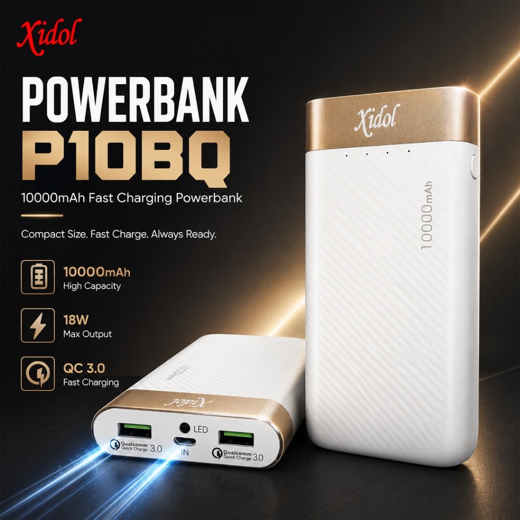 POWERBANK XIDOL P10BQ 10000mAh FAST QUICK CHARGING QC 3.0 ORIGINAL