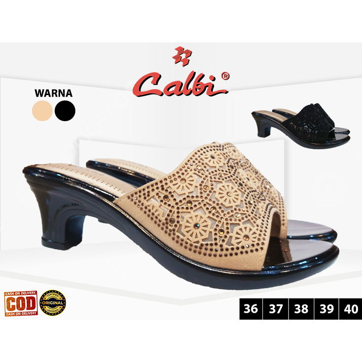 CALBI CRX Sandal Slide Hak Heels 5 cm Pesta kondangan casual kasual wanita perempuan original