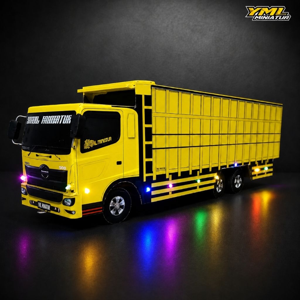 miniatur truk tronton Hino full lampu