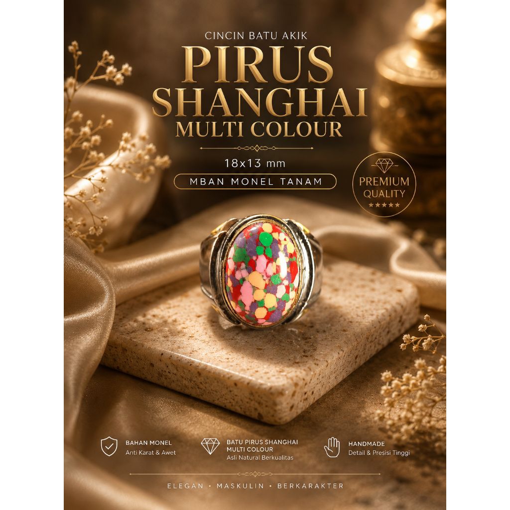 cincin batu akik pirus shanghai multcolour mban monel tanam