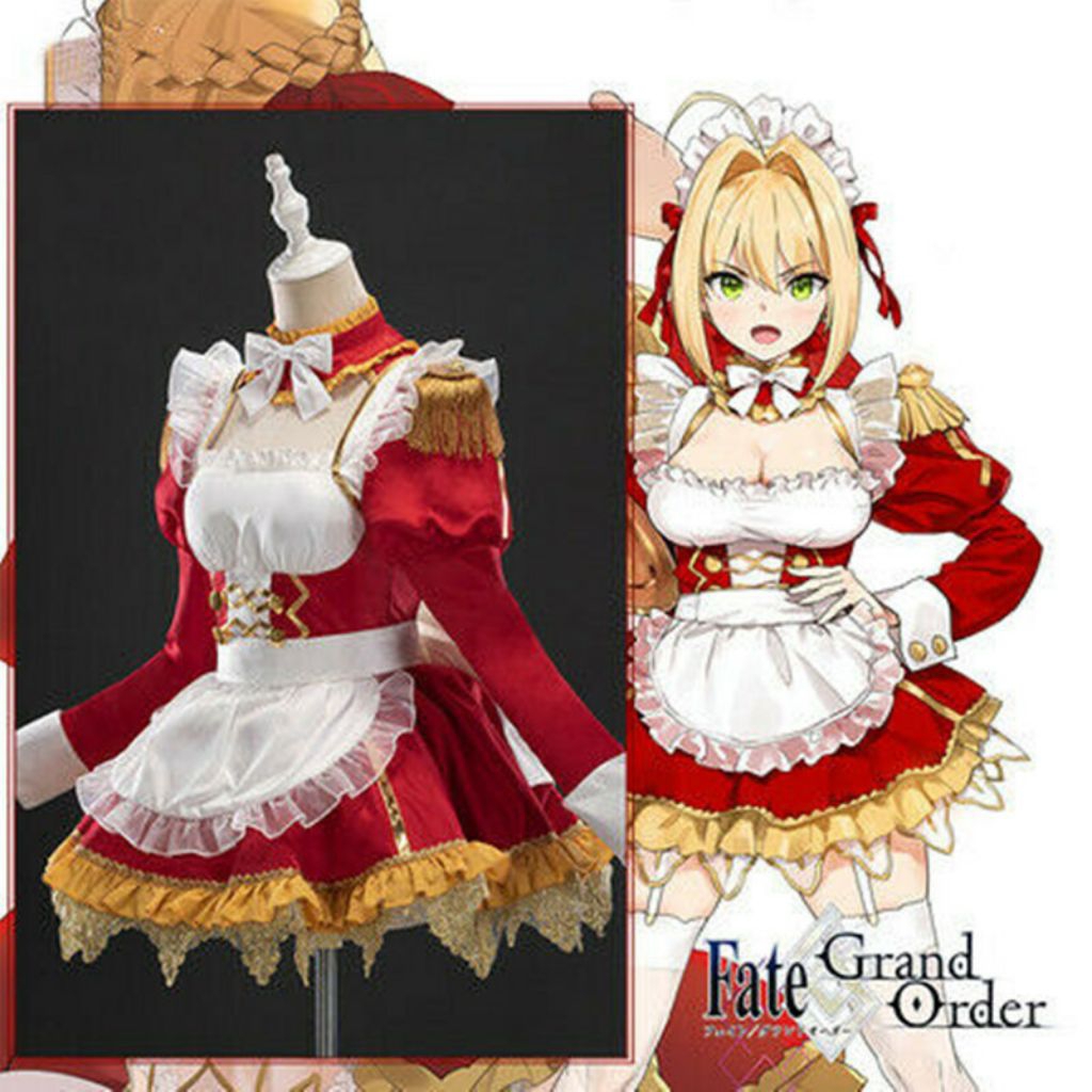 Cosplay kostum Nero FGO Fate grand order maid merah uwowo